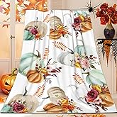 Nextchange Autumn Decor Fleece Throw Blankets, Fall Decor Throw Blanket with Pumpkins Leaves for Bed Couch Sofa, Lightweight Soft Warm Fuzzy Cozy Flannel Blanket 60" x 80"