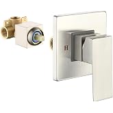 Shower Valve Handle Trim Kit Rough-in Control Valve, Brushed Nickel | Wall Mount, Single Function, NPT1/2 Female Thread, Bathroom Fixture, 1 Way
