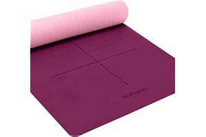 Heathyoga Eco Friendly Non Slip Yoga Mat, Body Alignment System, SGS Certified TPE Material - Textured Non Slip Surface and Optimal Cushioning,72"x 26" Thickness 1/4"