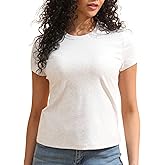 Cotton Short Sleeve T Shirts for Women Slim Fitted Basic Tees Cropped Tshirts Casual Plain Tight Petite Summer Tops