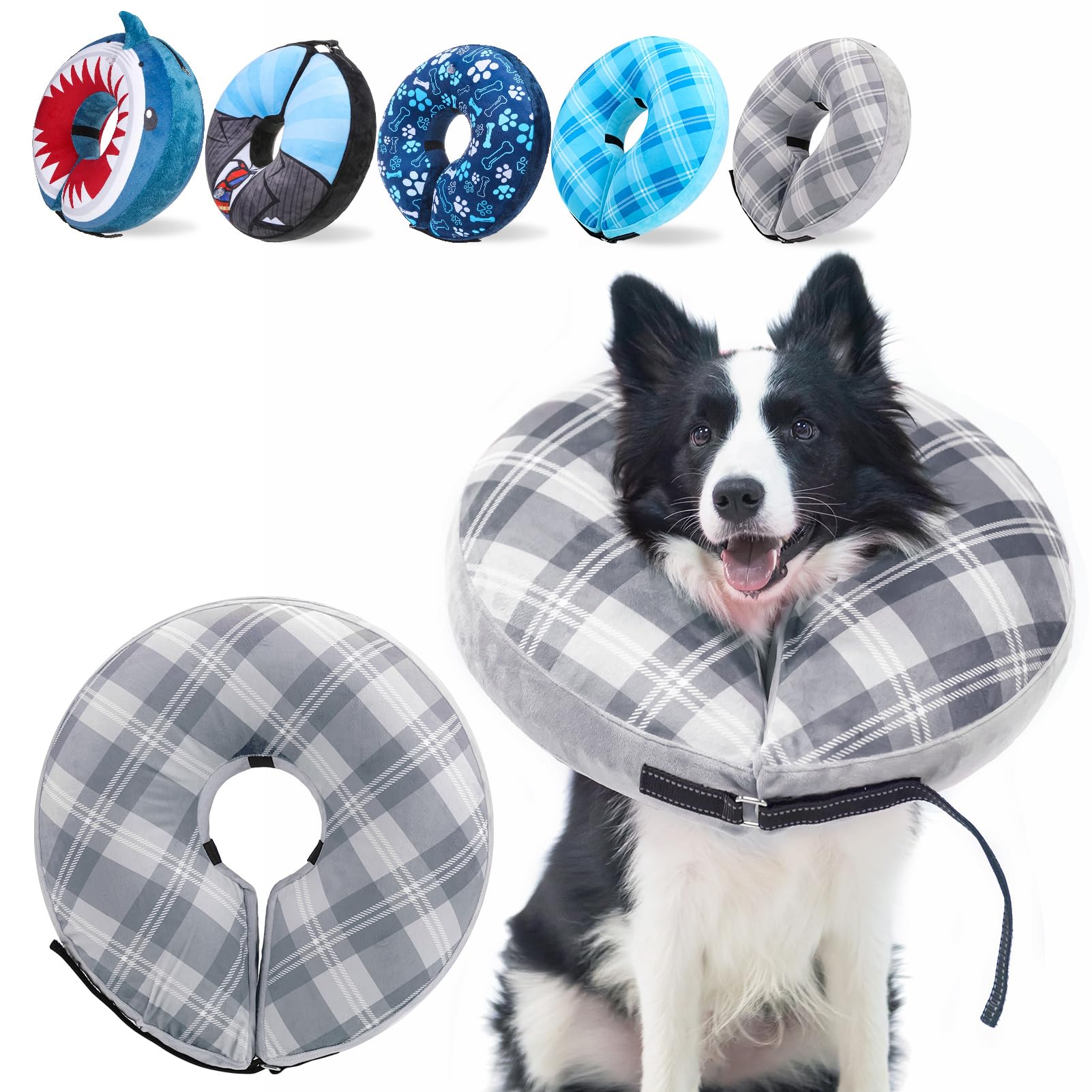 Photo 1 of SCENEREAL Inflatable Dog Cone for Small Medium Large Size Dog, Soft Dogs Cone Alternative After Surgery Prevent Licking, Pet Recovery Donut Neck Head Collars Wider Pillow Shape