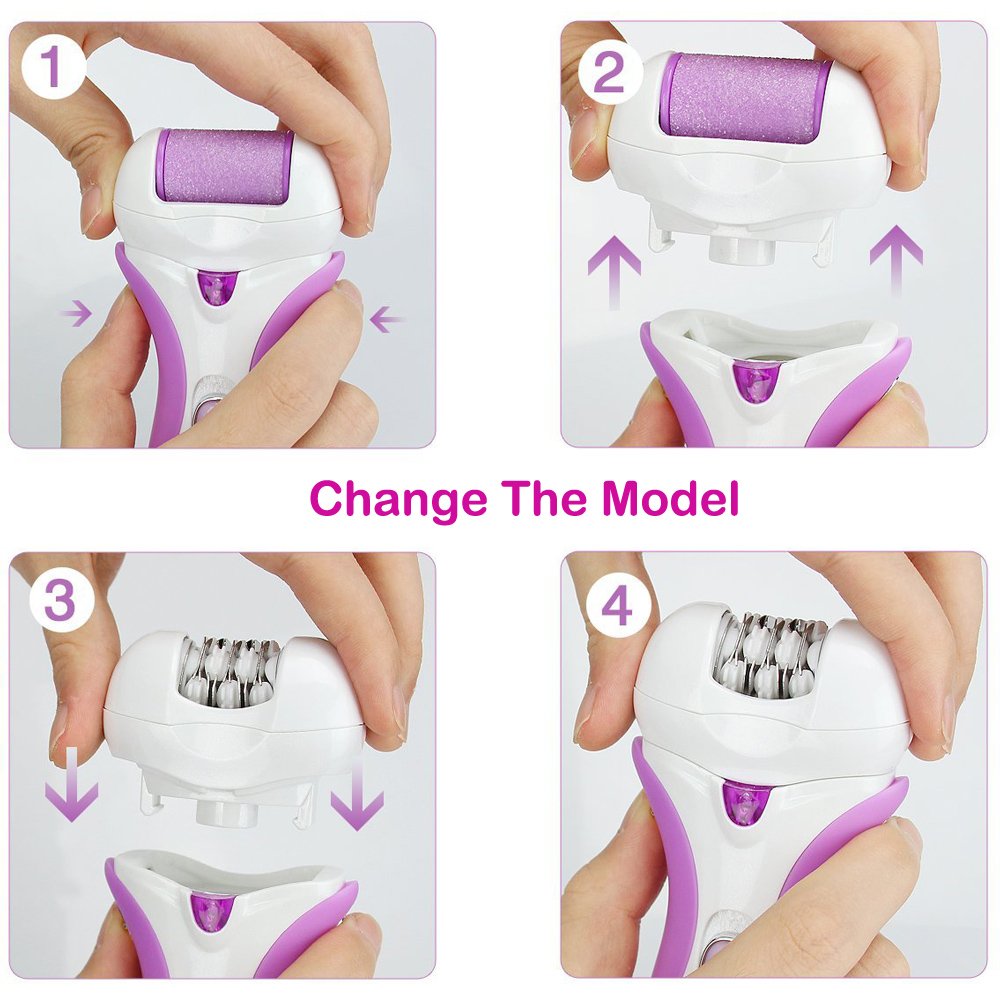 4 in 1 Rechargeable Cordless Ladies Hair Removal Epilator ( Purple