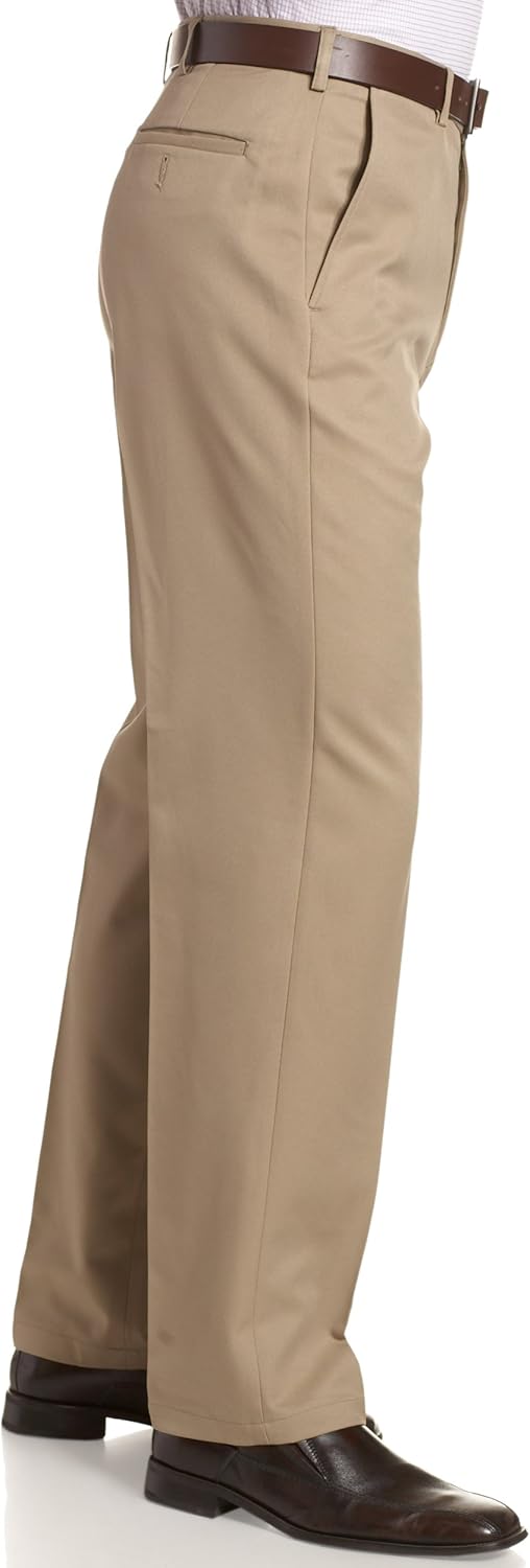 Haggar Men's Cool 18 Hidden Expandable-Waist Plain-Front Pant, Classic Fit at  Men’s Clothing store: Dress Pants