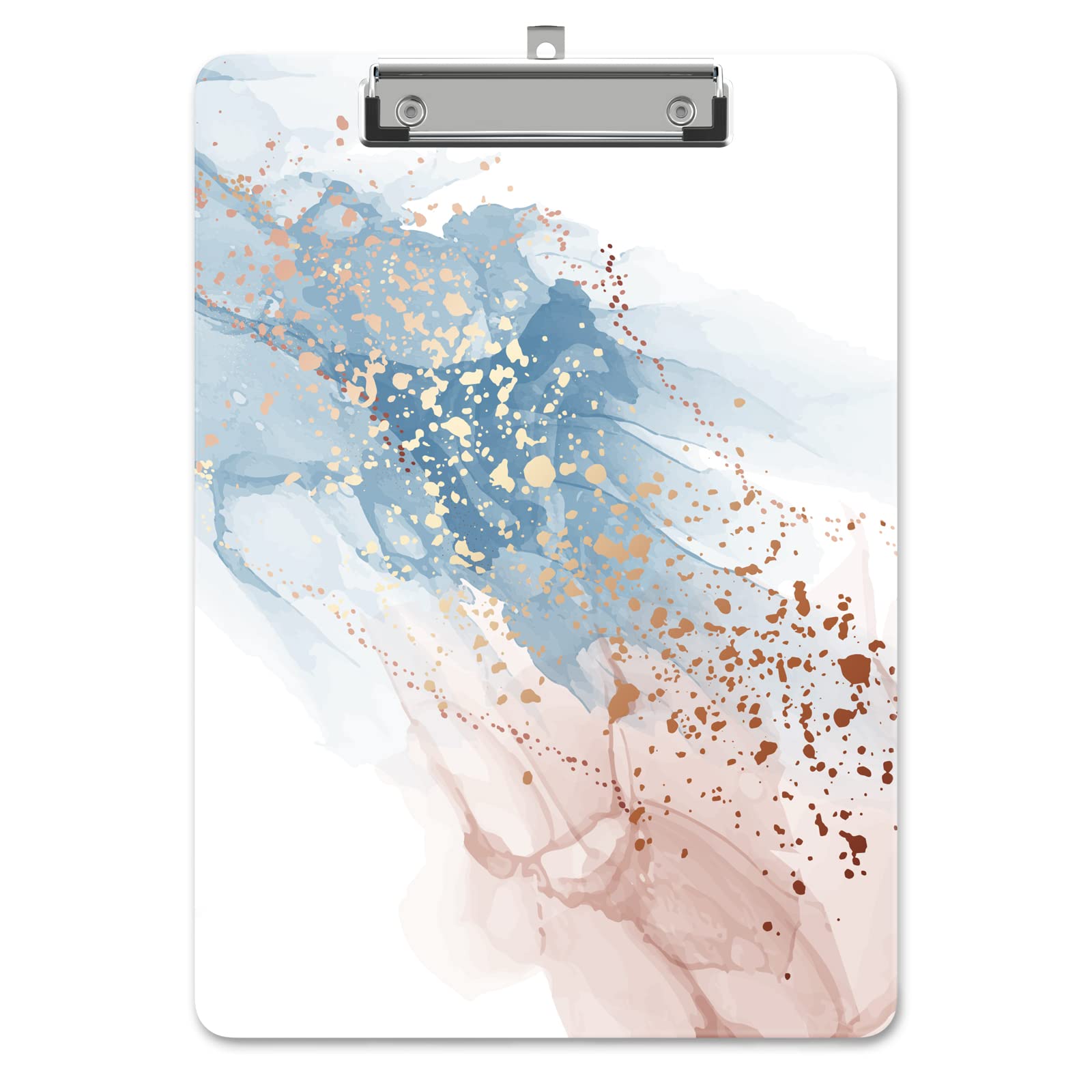 Piasoenc Plastic Clipboard, Cute Decorative Clip Board, 9 x 12.5 in, A4 Standard Office Clip Boards for Nurses, Students, Office, Pink Marble