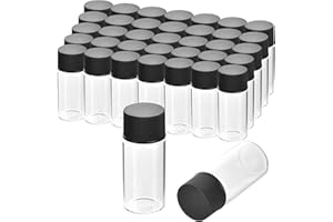 ESHATO 100 Pieces Glass Sample Vial, Liquid Sampling Small Glass Bottle with Black Plastic Screw Caps,Leakproof,Light Weight and Corrosion Resistance(4ML,Clear)