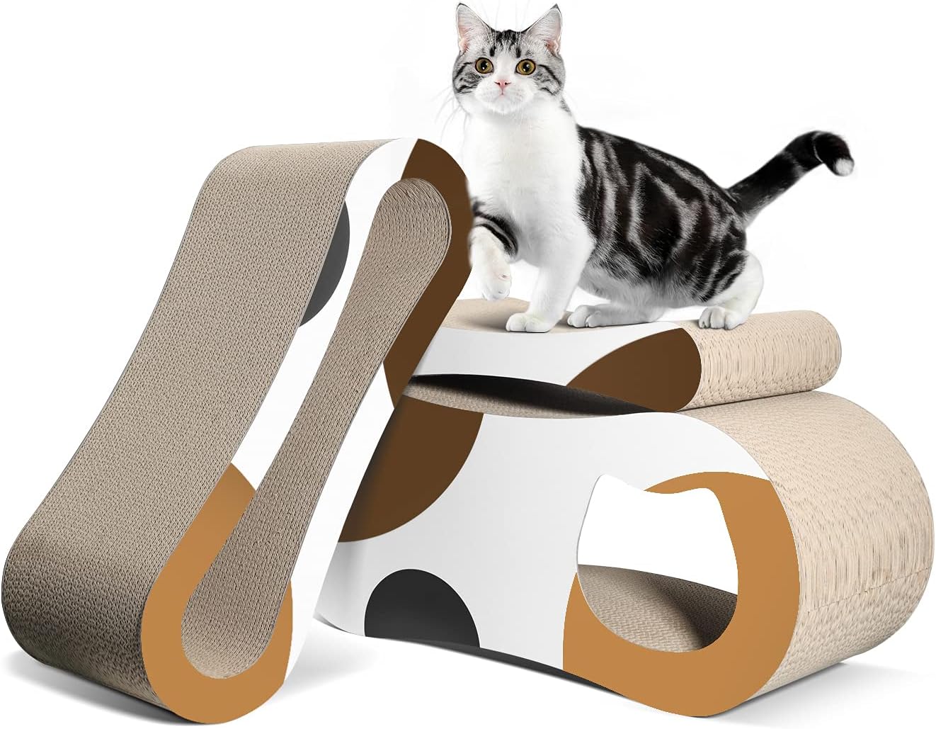 ComSaf Cat Scratcher Cardboard, 3 in 1 Scratching Lounge Bed, Corrugated Scratch Pad, Cat Training Toy for Large Cats and Kitten, Furniture Protection, Durable and Revisible : Kitchen & Dining