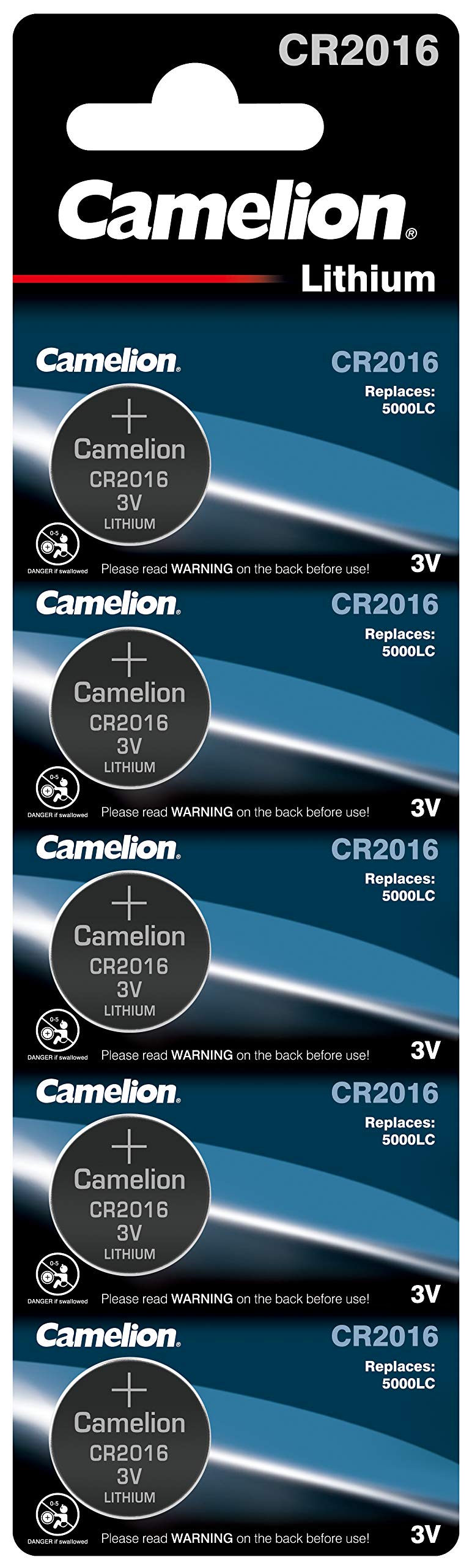Camelion CR2016 3 V Lithium-Ion Button Cell Battery (Pack of 5) — image 1