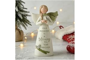 Blessing Angel Figurine with Bird – Resin Guardian Angel Statue with Your Friendship is a Blessing All Year Through – Memoria