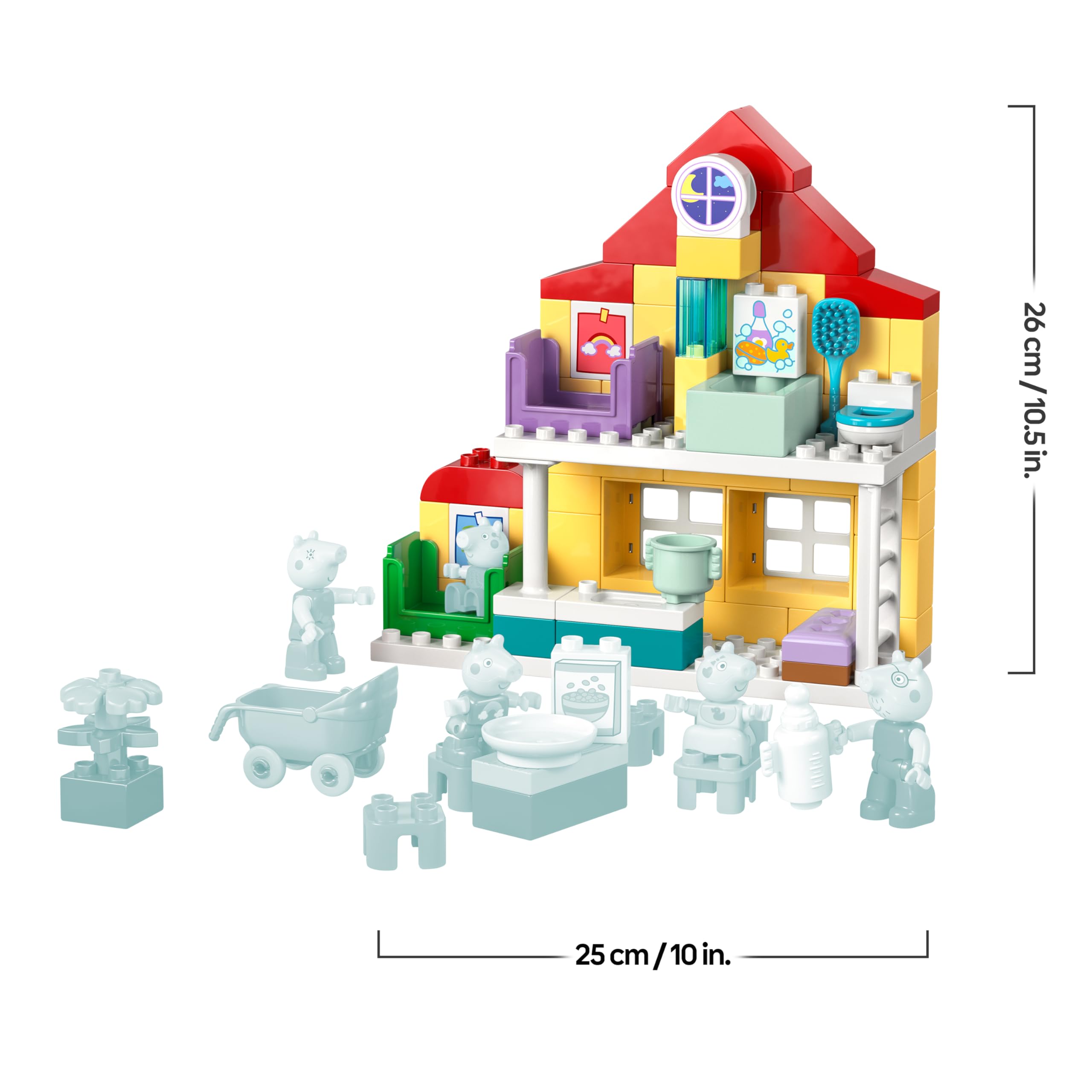 LEGO DUPLO Peppa Wutz Familienhaus - Lernspielzeug zur Förderung der Motorik - Montessori Spielzeug mit 5 Figuren & Puppenhaus Zubehör - Geschenk für Mädchen & Jungen ab 2 Jahren - 10467 8