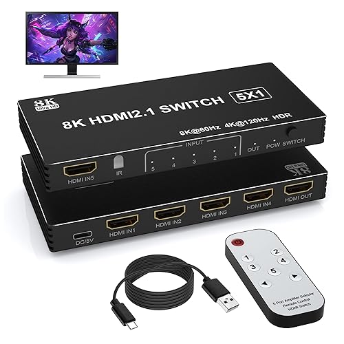 8K HDMI Switch in Out HDMI Splitter 8K@60Hz/4K@120Hz HDMI