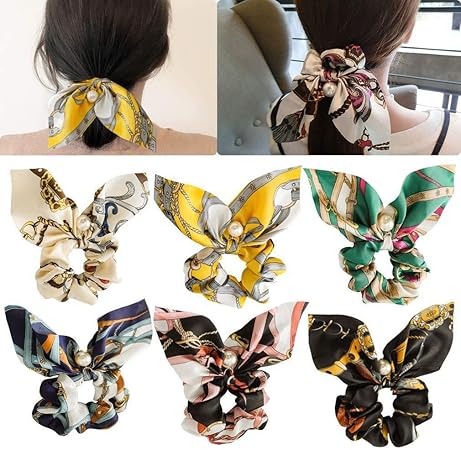 Amazon Co Jp シュシュ ヘアゴム 髪飾り 6点セット 髪留め ヘアアクセサリー パール 手作り リボン ヘアアクセサリー ランダムなスタイル ビューティー