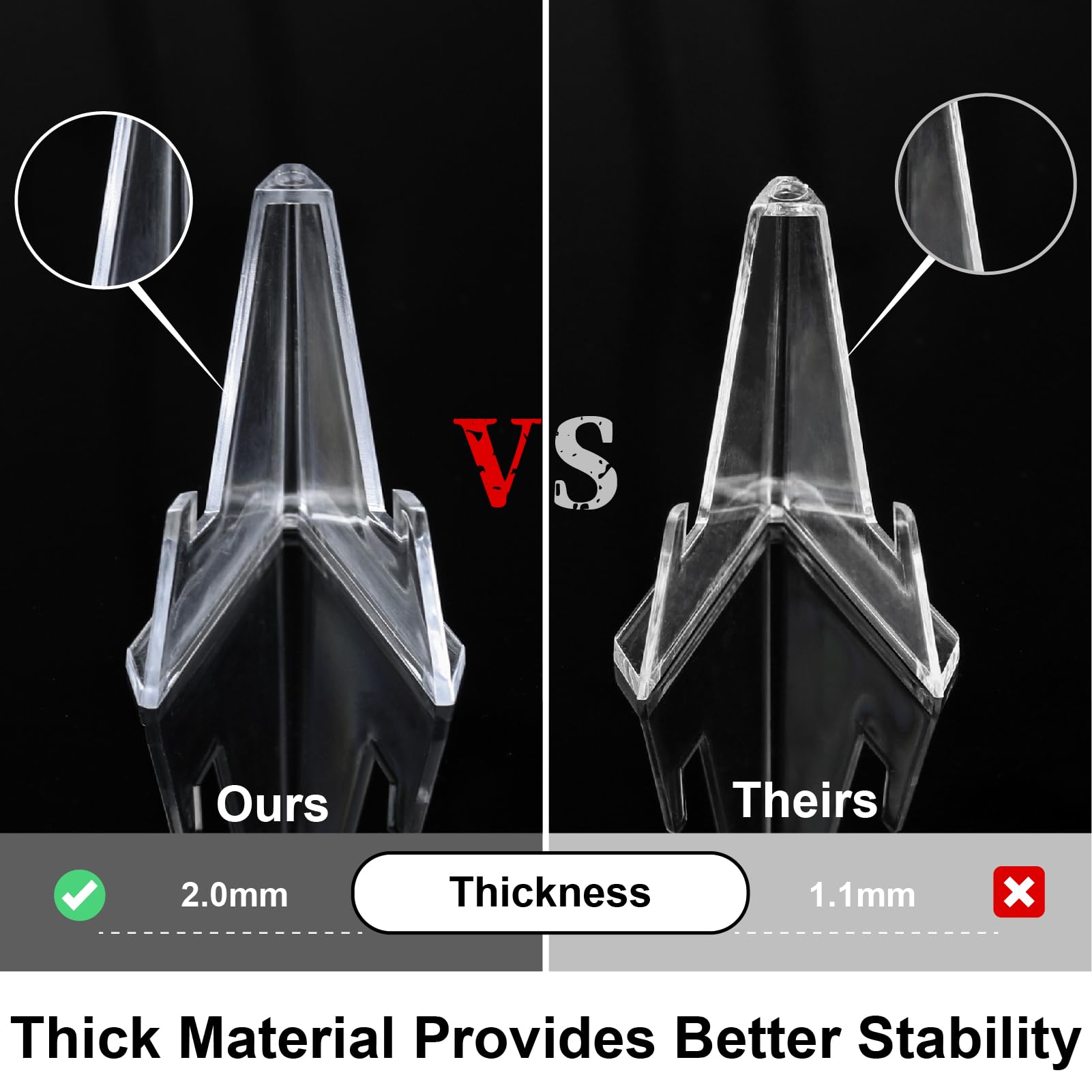 10 Pack 1.4 Inch Mini Acrylic Easel Stand, Tabletop Small Holder, Clear Display Stand for Challenge Coins, Medals, Business Cards, Photos, Badges, Signs