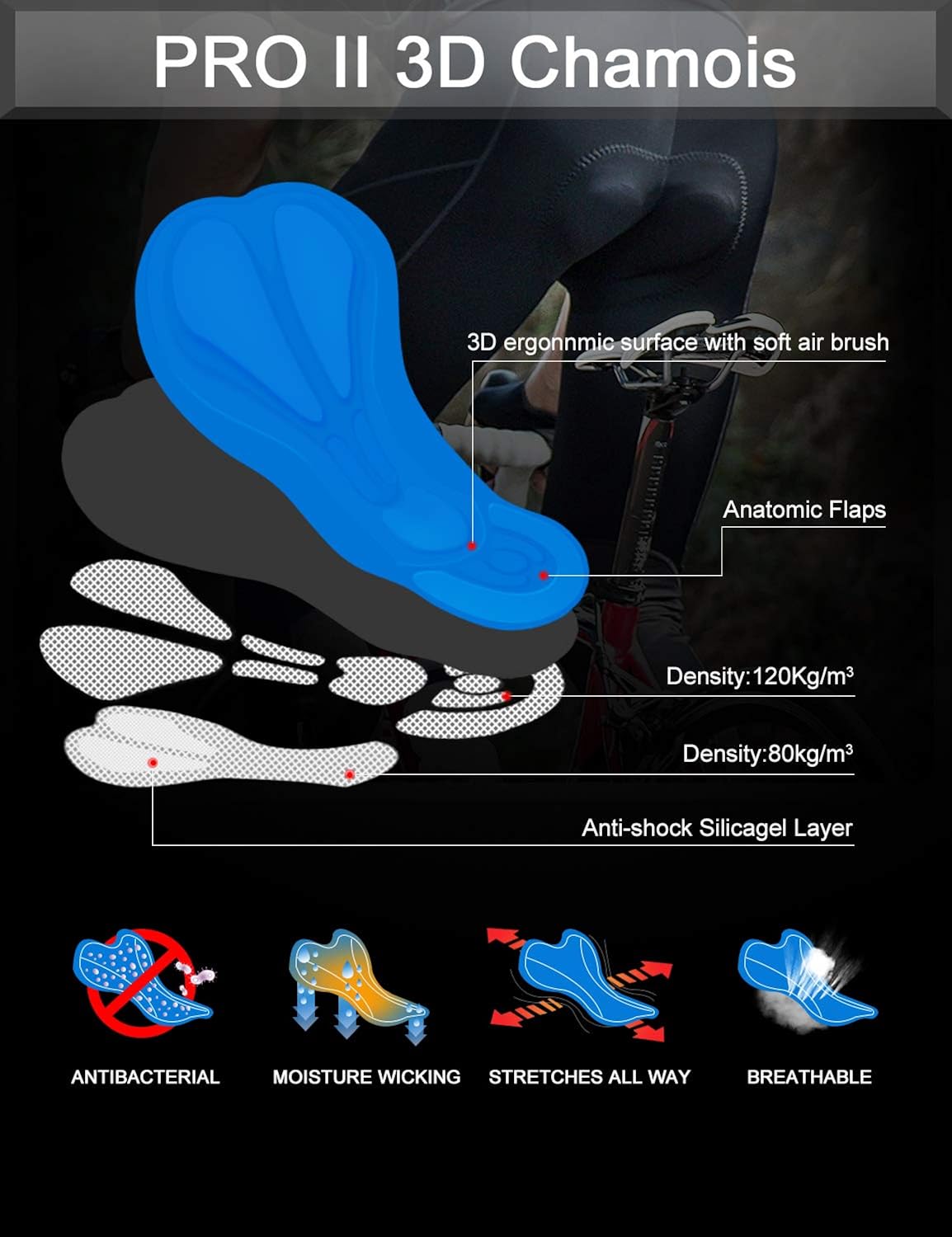 Naviskin Men's 3D Padded Thermal Cycling Bib Pants Bicycle Compression Tights: Clothing