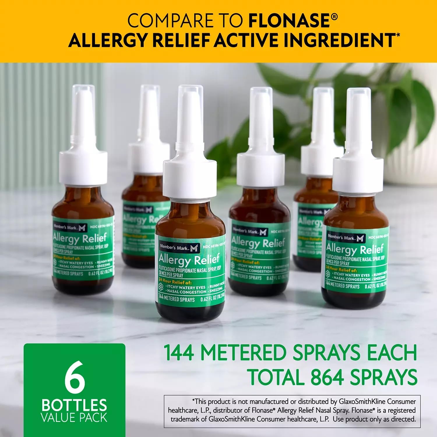 Members Mark Fluticasone Propionate Nasal Spray (6 pk, 0.54 fl. oz. Bottle)