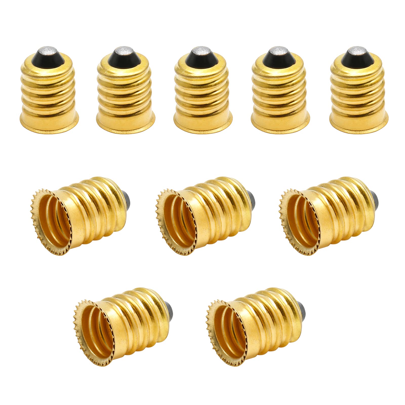 Photo 1 of Qjaiune 10 Pack E14 to E12 Adapter Converter, European to Candelabra Reducer, Pure Copper Light Adapter Socket Bulb Adapter, Golden Lamp Adapter