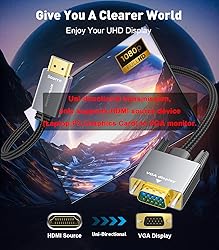 HDMI to VGA Adapter Cable 6FT [Metal Case, Nylon