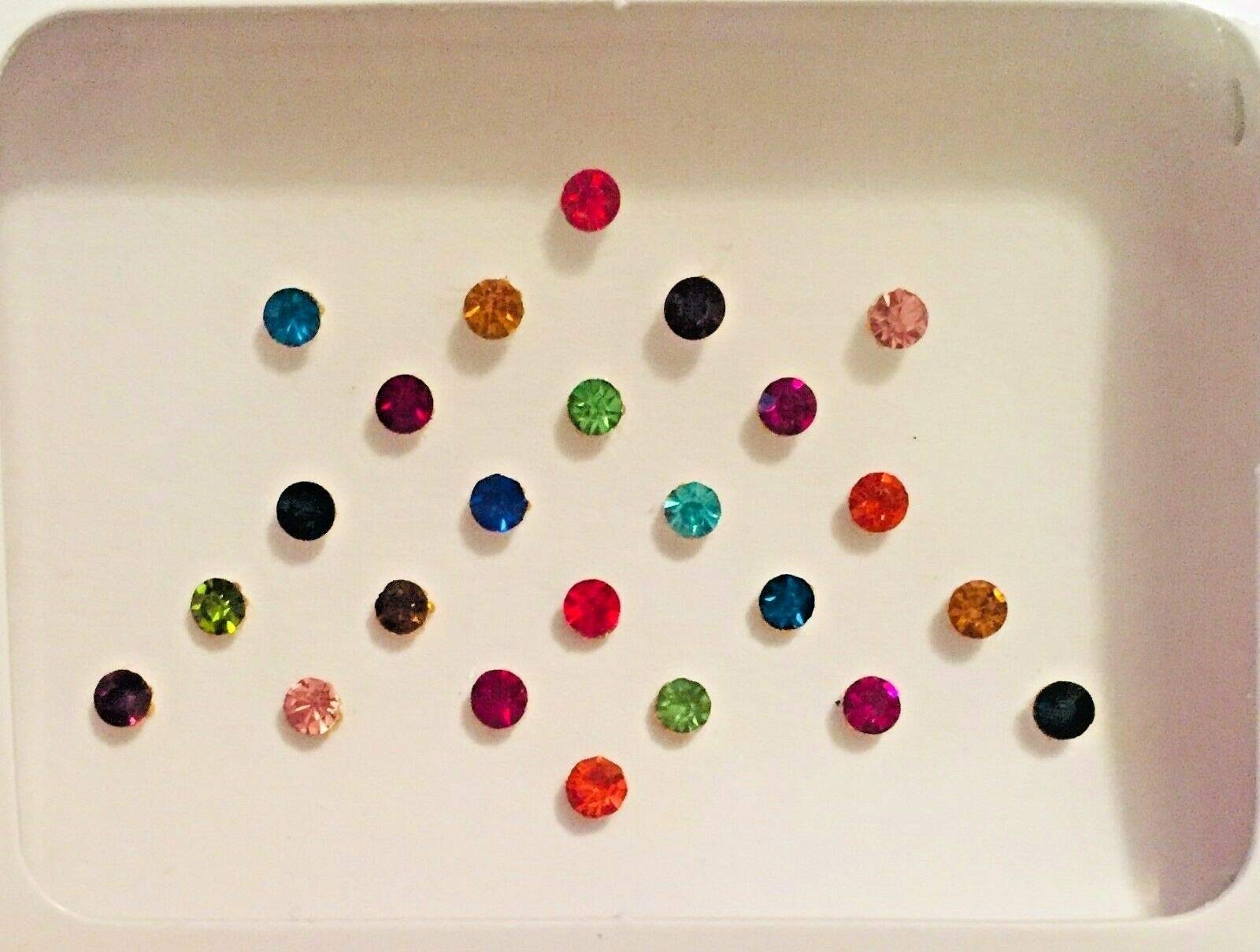 BB301 Multi Colour Silver Stone Gold Pearl Bindi, Tattoos Fake Nose Stud Indian Bindi fancy bindi