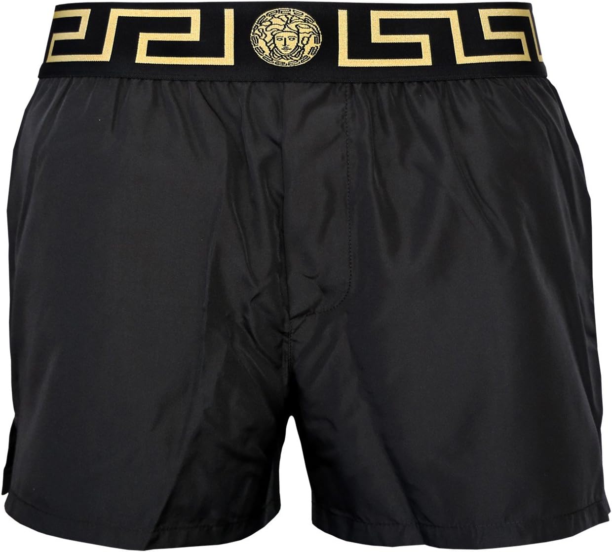 Versace Iconic Gold Detailing Men's Swim Shorts, Black Medium Black/Gold