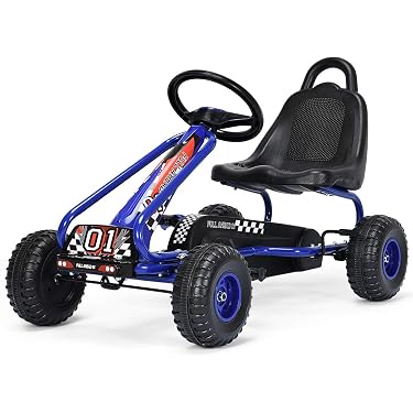 Go Kart - Auto con pedal de 4 ruedas con calcomanías de carreras, juguetes para interiores y exteriores, para niños y niñas de 3 a 7 años (negro Go Kart - Auto con pedal de 4 ruedas con calcomanías de carreras, juguetes para interiores y exteriores, para niños y niñas de 3 a 7 años (negro