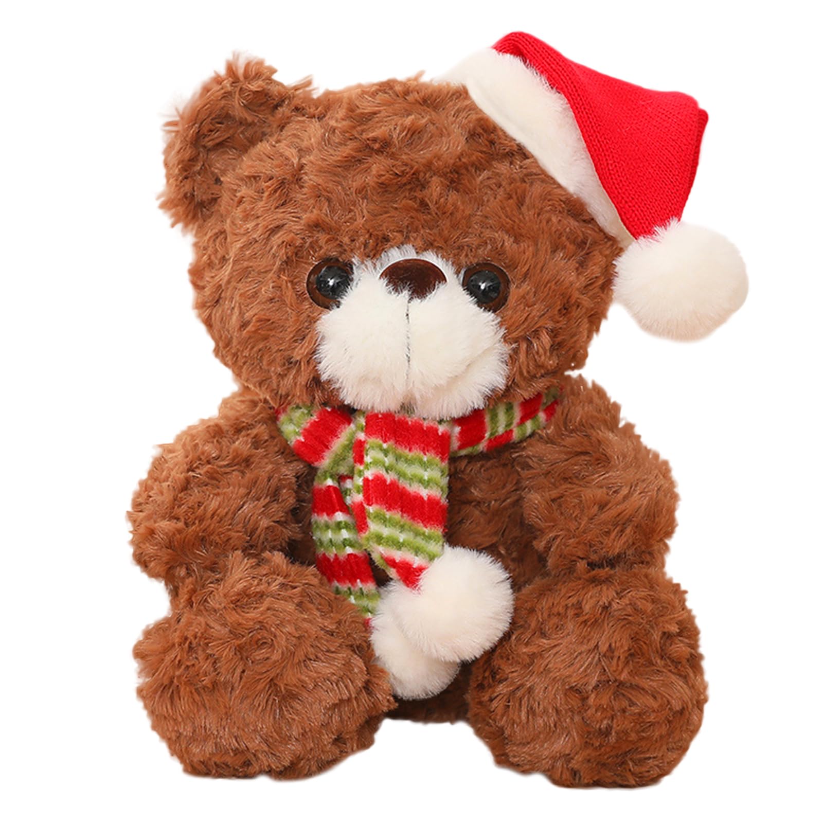 23cm Christmas Teddy Bear Dolls Plush Toy,9" Cute Brown Christmas Stuffed Teddy Doll Toy,Christmas Plushies,Christmas Collection Cuddly Toy Xmas Soft Toys for Kids Girls Boys Gifts for Christmas
