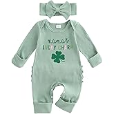 citgeett My First St Patricks Day Baby Girl Boy Outfit Mamas Lucky Charm Romper Jumpsuit Spring Newborn Infant Clothes