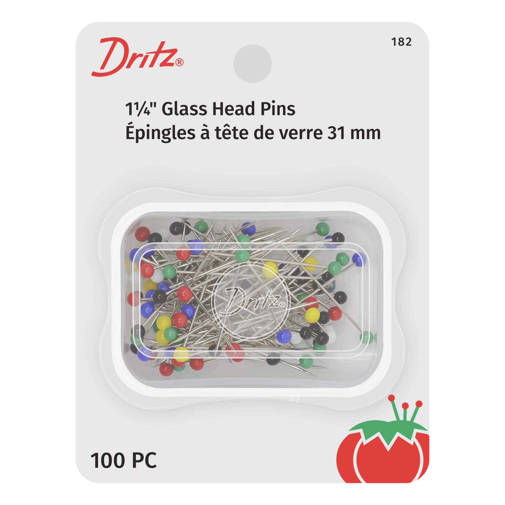 Dritz Metal Glass Head Pins-Size 20 100/Pkg