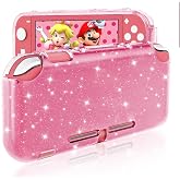 DLseego Pink Glitter Protective Case for Switch Lite, Bling Clear Crystal Soft TPU Cover with Shock-Absorption and Anti-Scratch Design, Cute Sparkle Shining Skin for Switch 2019 Version