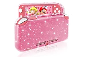 DLseego Pink Glitter Protective Case for Switch Lite, Bling Clear Crystal Soft TPU Cover with Shock-Absorption and Anti-Scratch Design, Cute Sparkle Shining Skin for Switch 2019 Version