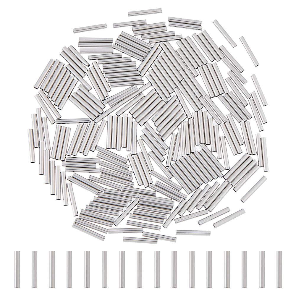 DICOSMETIC 200Pcs Long Metal Tube Beads Stainless Steel Tube Spacer Beads 10mm Long Straight Spacer Beads Long Noodle Tube Beads for Jewelry Making, Hole: 1mm