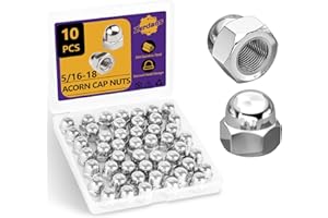 ZERDANS 5/16-18" Acorn Cap Nuts, 10Pcs Metric Hex Acorn Nuts Stainless Steel 18-8 (304) Caps for Indoor Outdoor Bolt Thread Dia Dome Head Hex Kit