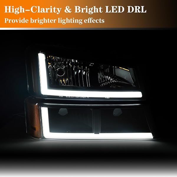 DIMFLUX LED HEADLIGHT ASSEMBLY, COMPATIBLE WITH 2007-2013 CHEVY SILVERADO 1500/2007-2014 SILVERADO 2500HD 3500 NOT FIT 2007(OLD BODY) CLASSIC MODELS CHROME HOUSING AMBER REFLECTOR