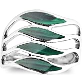 Aeravida Amazing Waves Myriad of Green Malachite Stone Sterling Silver Ring | Classic Wedding Rings For Women | Vintage Comfort Fit Silver Rings for Women | Gift for Women | Sterling Silver Rings Sizes