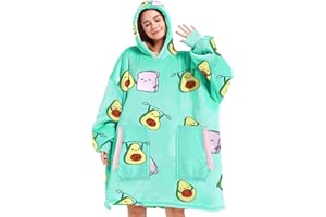 GOCVO Wearable Blanket Blanket Hoodie Gifts for Adults Mom Women Men Oversized Fluffy Hoodie Cozy Hideout Hoodie Sweatshirt Sweater Blanket with Pocket (Green)