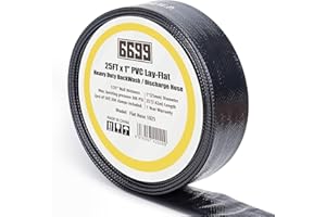 6699 1”x 25FT Discharge Pool Hose PVC Lay Flat Backwash Hose with Clamps Easy to Connect to Pump for Water Drainage