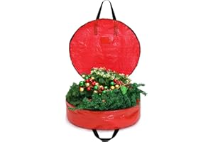 Cholila Cover 30 Inch Christmas Wreath Storage Bag - Reinforced Canvas Handles, Double Stainless Steel Zippers, Waterproof PE
