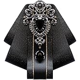 MOHSILY Bow Ties for Men Wedding Suit Banquet Dress Fashion Silk Solid Pre-Tied Crystal Brooch Pins Bow tie