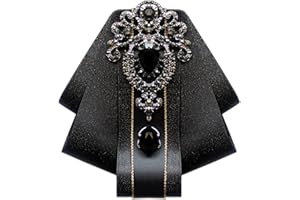 MOHSILY Bow Ties for Men Wedding Suit Banquet Dress Fashion Silk Solid Pre-Tied Crystal Brooch Pins Bow tie