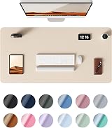 YSAGi Leather Desk Mat Large 100x50 cm Beige Non-Slip Waterproof Desk Pad
