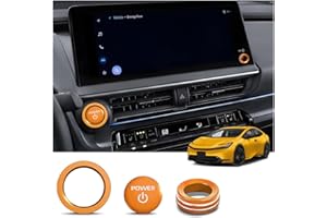 for Toyota Prius 2023-2026 Accessories, 3-Pieces Aluminum Alloy Knob Covers Trim Kit - Fits Push Start Button & Volume, Interior Upgrade, Knob Protection & Easy Operation - DvlynAuroa (Orange)