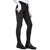 FitsT4 Sports Girls Winter Riding Breeches Kids Fleece Horse Riding Pants Knee-Patch Equestrian Schooling Tights Pockets