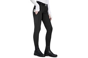FitsT4 Sports Girls Winter Riding Breeches Kids Fleece Horse Riding Pants Knee-Patch Equestrian Schooling Tights Pockets