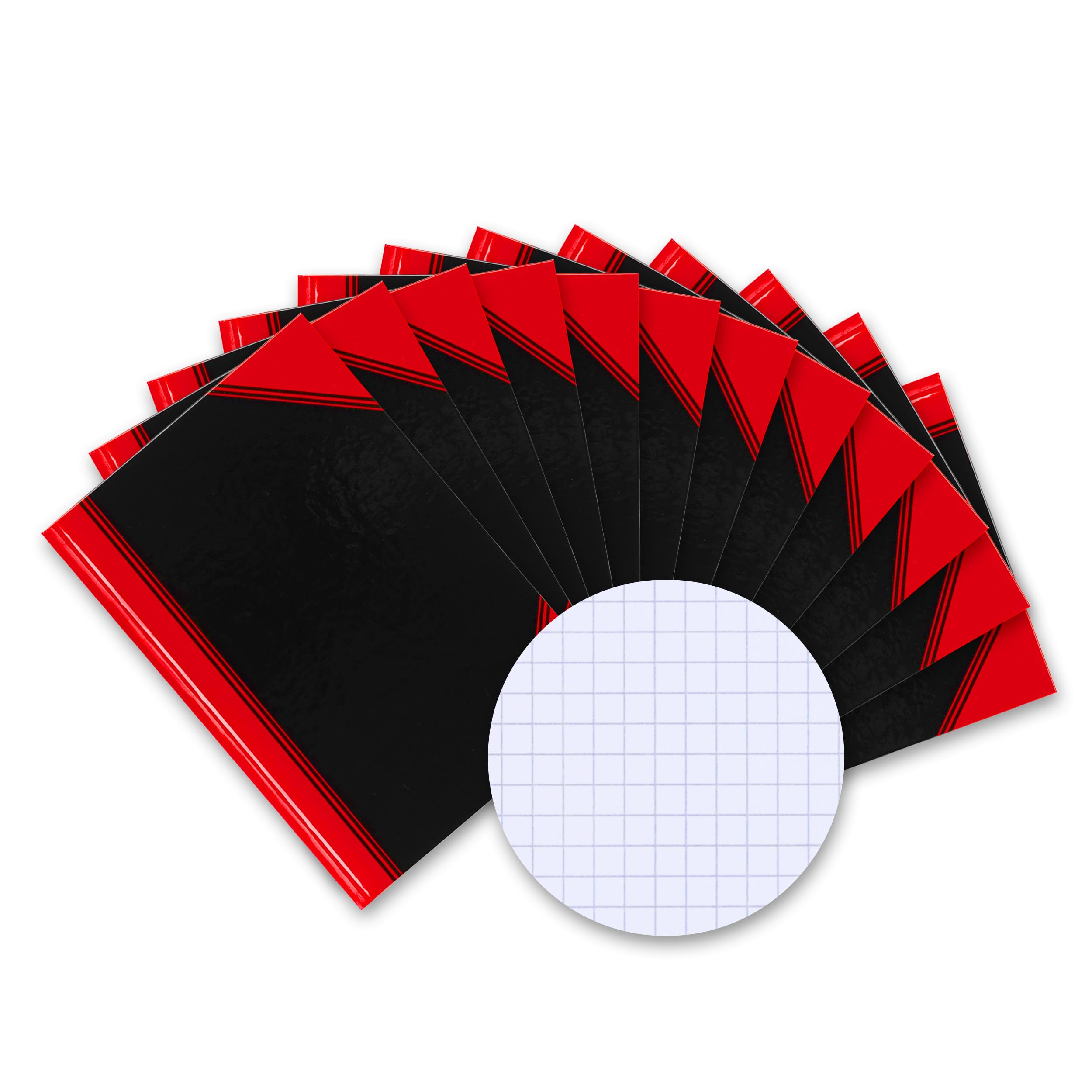 Landre 100302822 Notebook DIN A7, Squared, 60 g/m² Fine, Wood-Free Writing Paper, Pack of 12, 96 Pages, Black/Red