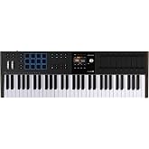 Arturia KeyLab mk3 USB MIDI Keyboard Controller, 61 Key - Black | Keys with aftertouch, 12 pressure-sensitive performance pads, nine assignable encoders, sustain and auxiliary pedal inputs
