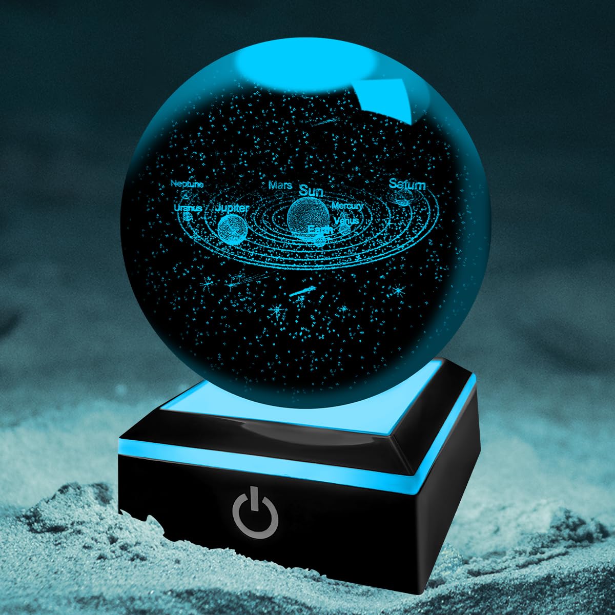 YATOSEEN 3D Solar System Night Light, K9 Crystal Planet Model, 3D Engraved Solar System Ball with LED Light Base, Gift for Kids, Couples, Birthdays & Festivals