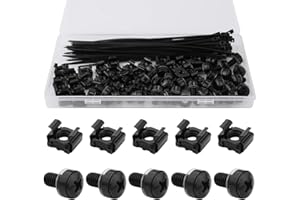 30pcs M6x16 Rack Mount Cage Nuts & Screws, with 50pcs Zip Ties Stainless Steel Mounting Screws and Square Nuts Accessories fo