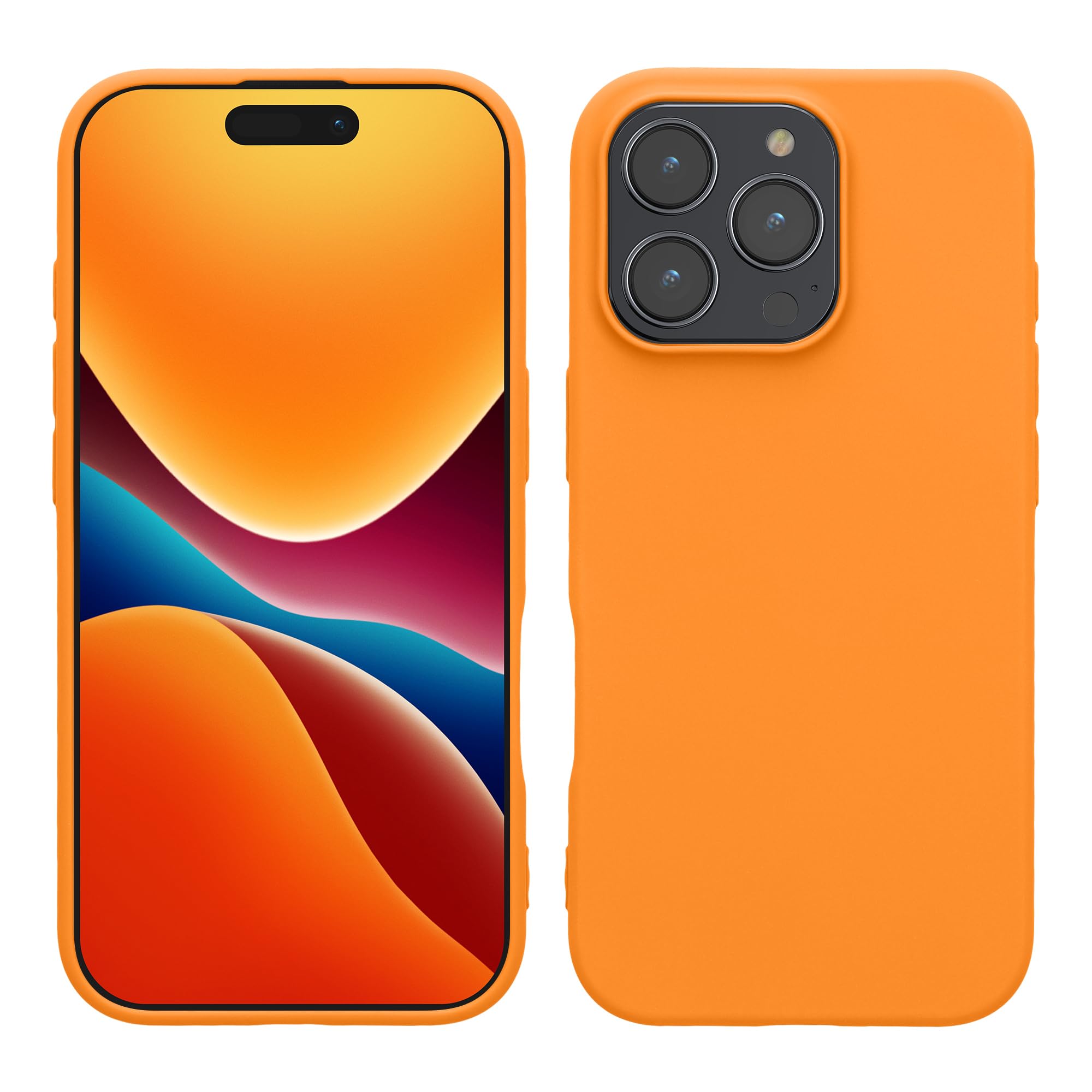 kwmobile Case for Apple iPhone 16 Pro Case - Soft Cover - Shockproof TPU Material - Wireless Charging - Fruity Orange
