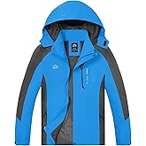 TEZO Mens Rain Jacket Waterproof with Hooded Hiking Coat Lightweight Windbreaker