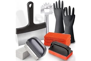 MARSHEEPY Griddle Cleaning Kit for Blackstone 11 Pieces，Heavy Duty Grill Cleaner Kit with Grill Stone, Griddle Scraper, Rubber Cleaning Gloves & Griddle Scrubber Scouring Pads