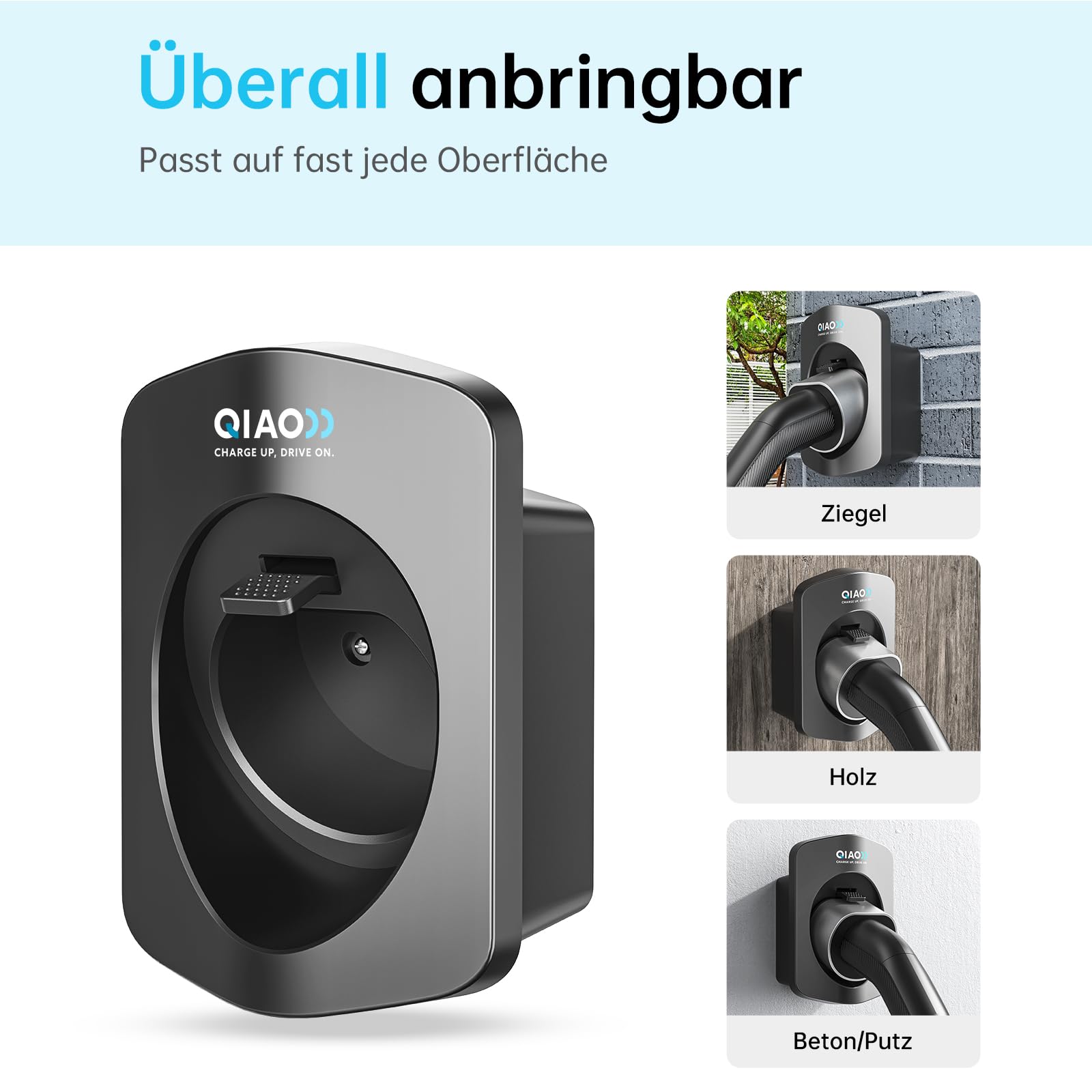 QIAO Typ 2 EV Ladegerät Halter, Wandhalterung EV Ladekabel Organizer für Elektroauto mit Typ 2 IEC 62196-2 Stecker, Wall Box Ladekabel Tidy Management für Indoor Outdoor Verwendung 7