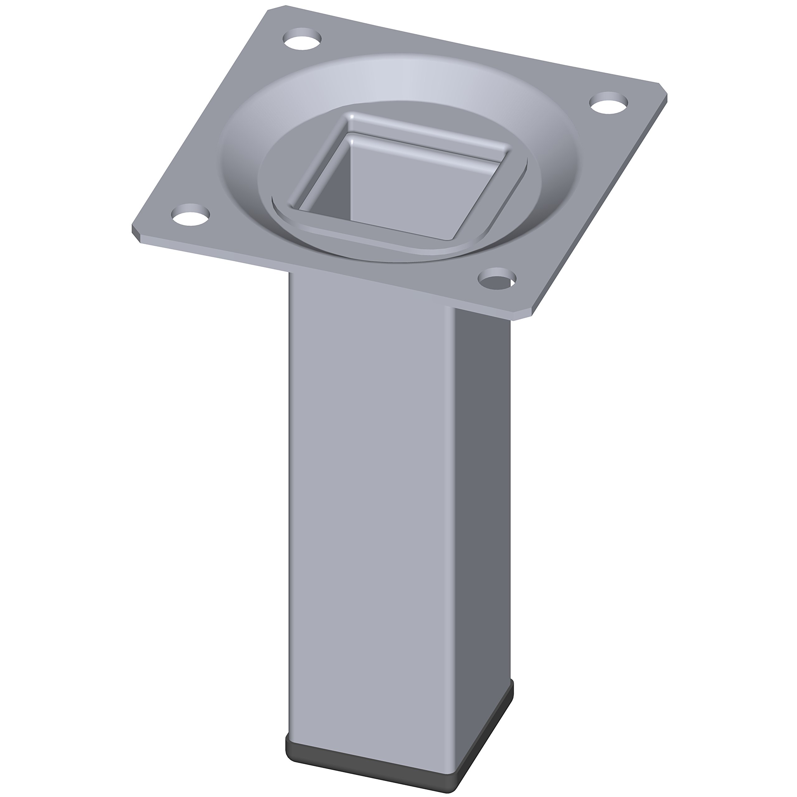 Element System 18133-00353 100 mm Length 25 x 25 mm mm Diameter Square Steel Pipe Furniture Legs includes Screw-Mounting Plate Chrome (4-Piece)